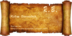 Rohm Benedek névjegykártya
